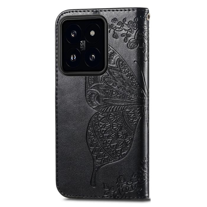 Bild 4,  Xiaomi 14T Fodral Med Fjäril Tryck Svart - Teknikhallen.se