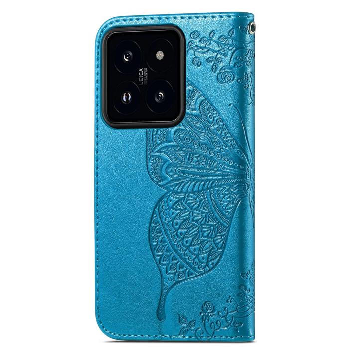 Bild 4,  Xiaomi 14T Fodral Med Fjäril Tryck Blå - Teknikhallen.se