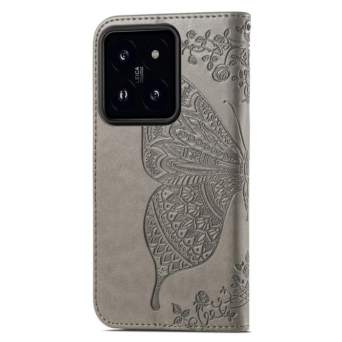Bild 4,  Xiaomi 14T Fodral Med Fjäril Tryck Grå - Teknikhallen.se