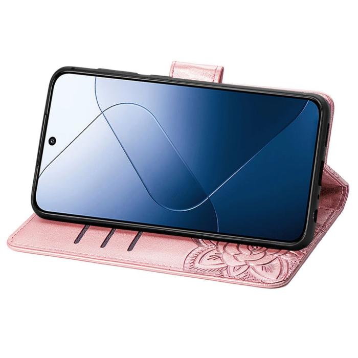 Bild 3,  Xiaomi 14T Fodral Med Fjäril Tryck Roséguld - Teknikhallen.se