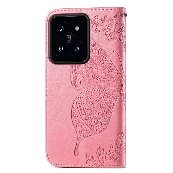 Bild 4,  Xiaomi 14T Fodral Med Fjäril Tryck Rosa - Teknikhallen.se