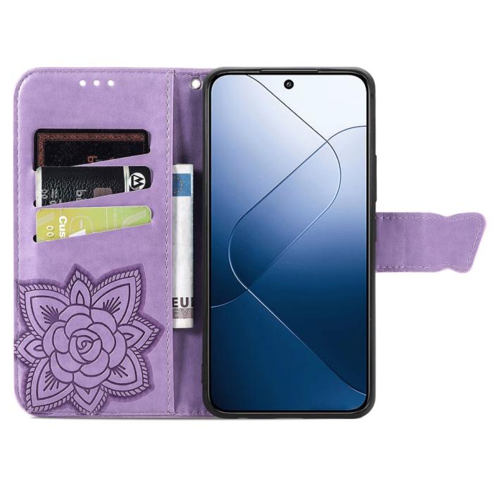 Bild 2,  Xiaomi 14T Fodral Med Fjäril Tryck Lila - Teknikhallen.se