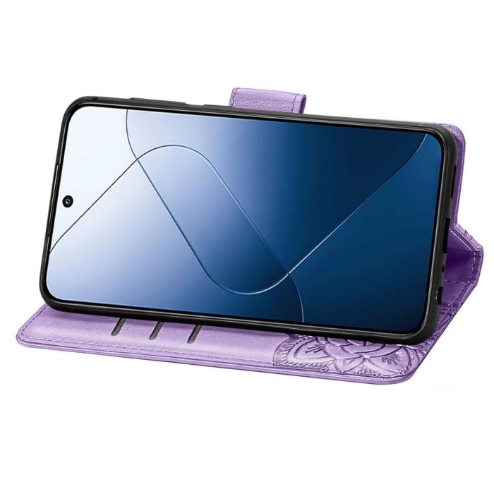 Bild 3,  Xiaomi 14T Fodral Med Fjäril Tryck Lila - Teknikhallen.se
