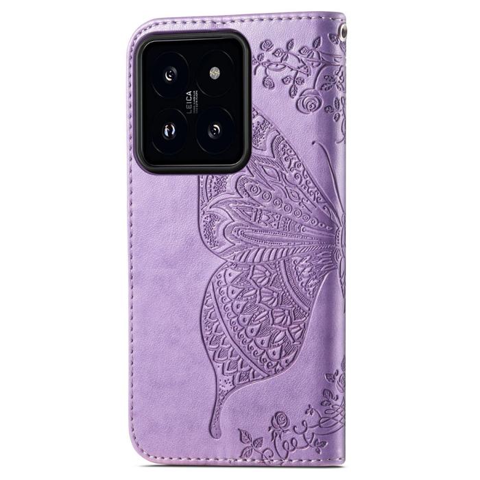 Bild 4,  Xiaomi 14T Fodral Med Fjäril Tryck Lila - Teknikhallen.se