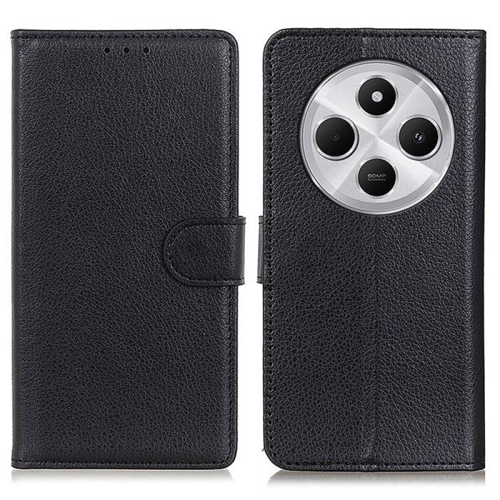 Bild 2,  Xiaomi Redmi 14C Fodral Litchi Läder Svart - Teknikhallen.se