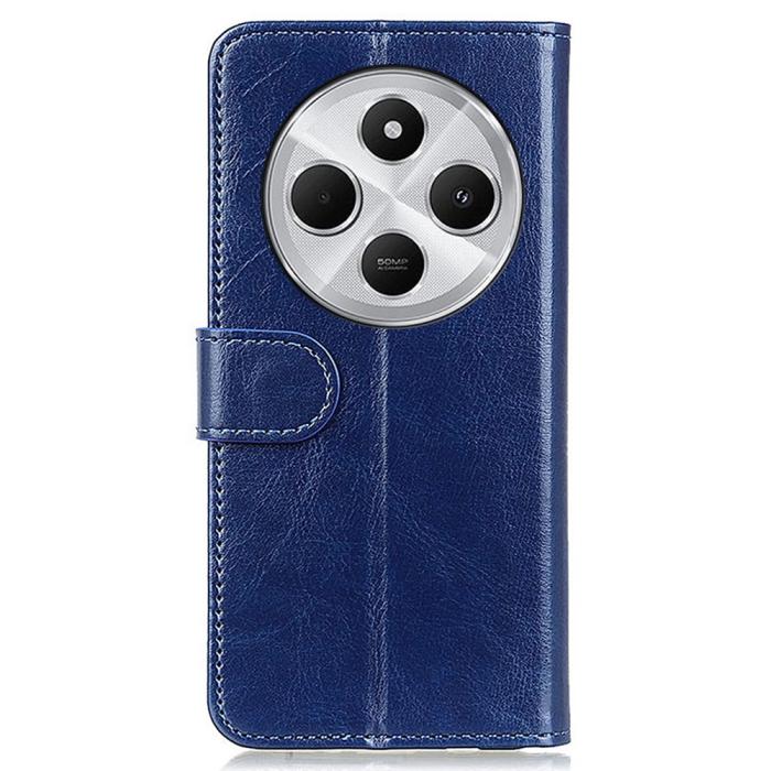 Bild 6,  Xiaomi Redmi 14C Plånboksfodral Crazy Horse Läder Blå - Teknikhallen.se