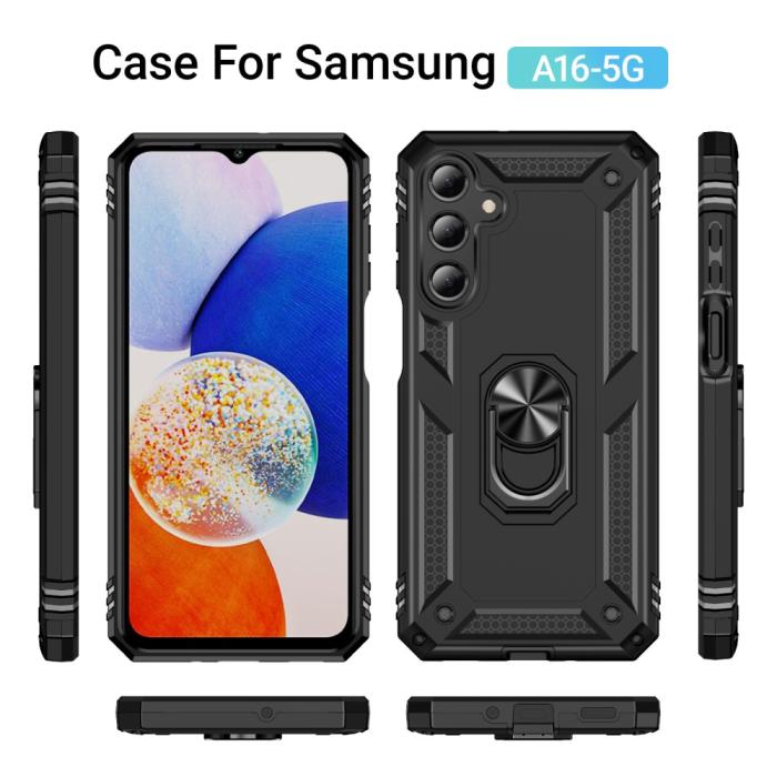 Bild 2,  Samsung Galaxy A16 Skal Shockproof Hybrid Ring Svart - Teknikhallen.se
