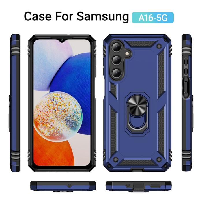 Bild 2,  Samsung Galaxy A16 Skal Shockproof Hybrid Ring Blå - Teknikhallen.se