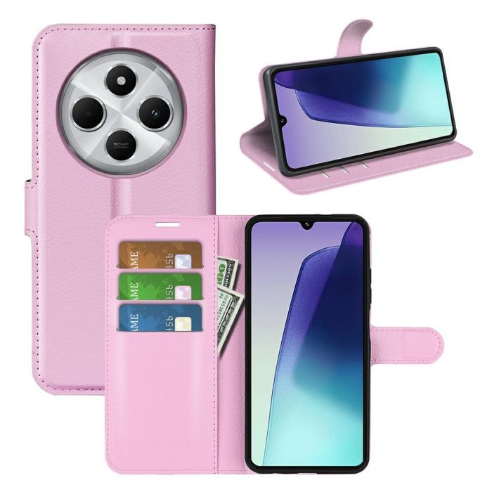 Bild 5,  Xiaomi Redmi 14C Fodral Litchi Läder Ljus Rosa - Teknikhallen.se