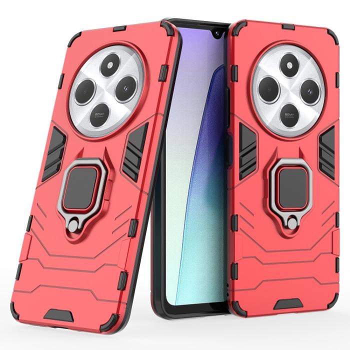 Bild 2,  Xiaomi Redmi 14C Skal Hybrid Armor Ring Röd - Teknikhallen.se