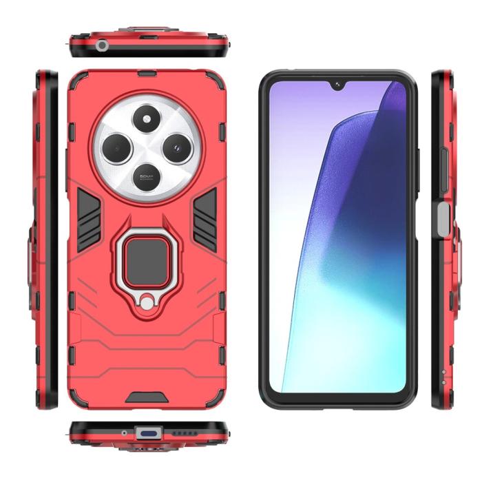 Bild 4,  Xiaomi Redmi 14C Skal Hybrid Armor Ring Röd - Teknikhallen.se