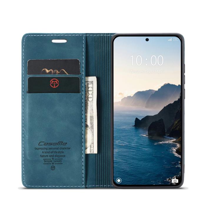 Bild 3, CASEME CASEME Xiaomi 14T Pro Fodral Flip Läder Blå - Teknikhallen.se