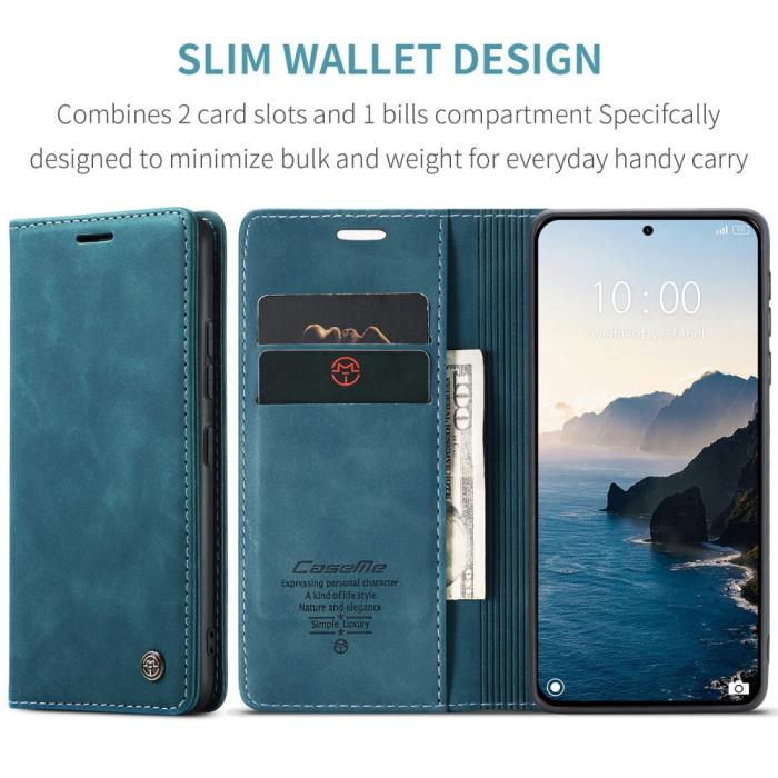 Bild 6, CASEME CASEME Xiaomi 14T Pro Fodral Flip Läder Blå - Teknikhallen.se
