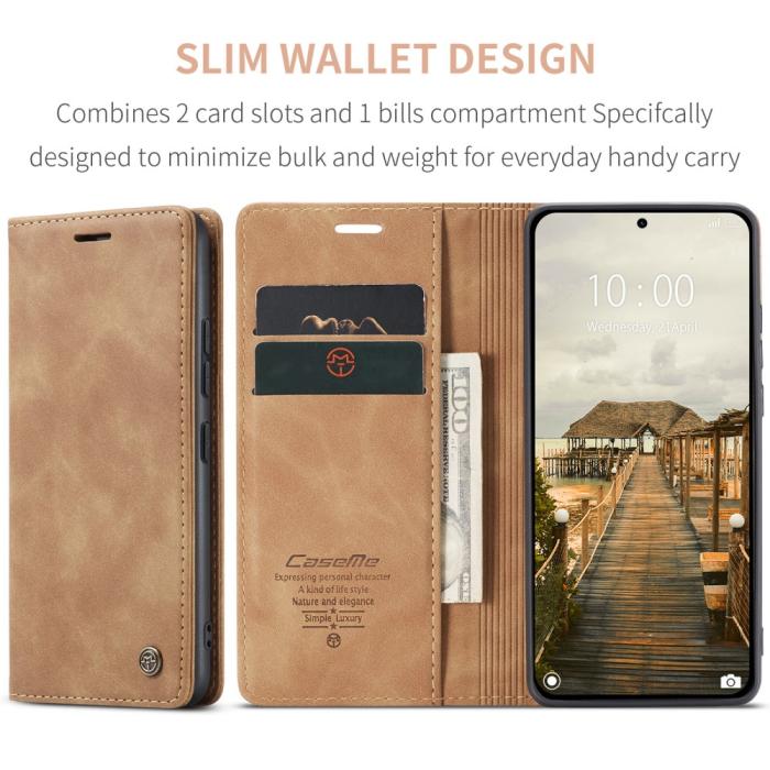 Bild 6, CASEME CASEME Xiaomi 14T Pro Fodral Flip Läder Brun - Teknikhallen.se