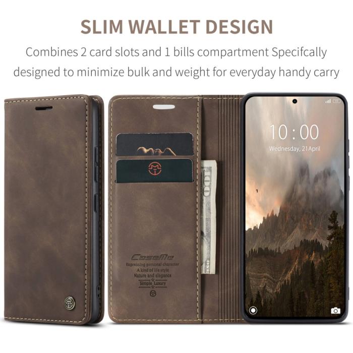 Bild 6, CASEME CASEME Xiaomi 14T Pro Fodral Flip Läder Mörk Brun - Teknikhallen.se