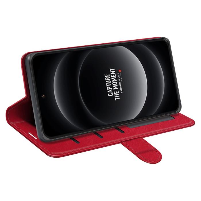 Bild 3,  Xiaomi 14 Ultra Fodral Crazy Horse Läder Röd - Teknikhallen.se