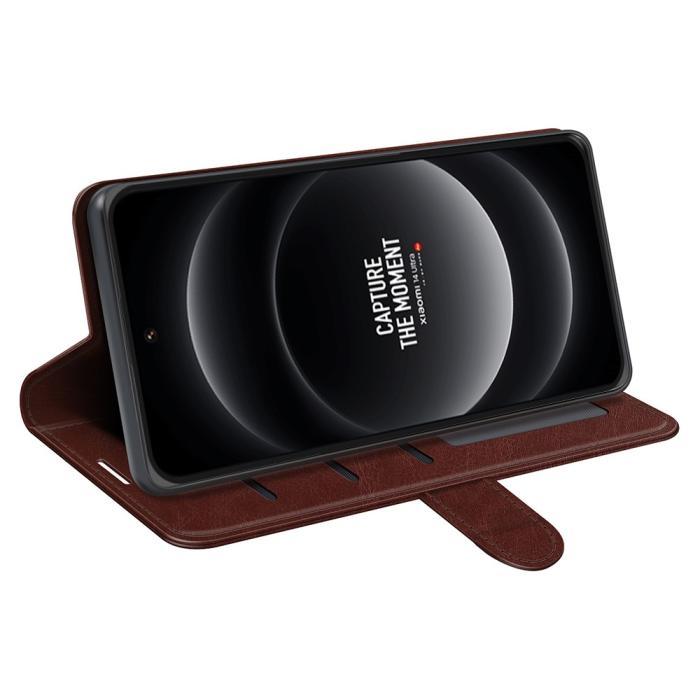 Bild 3,  Xiaomi 14 Ultra Fodral Crazy Horse Läder Brun - Teknikhallen.se