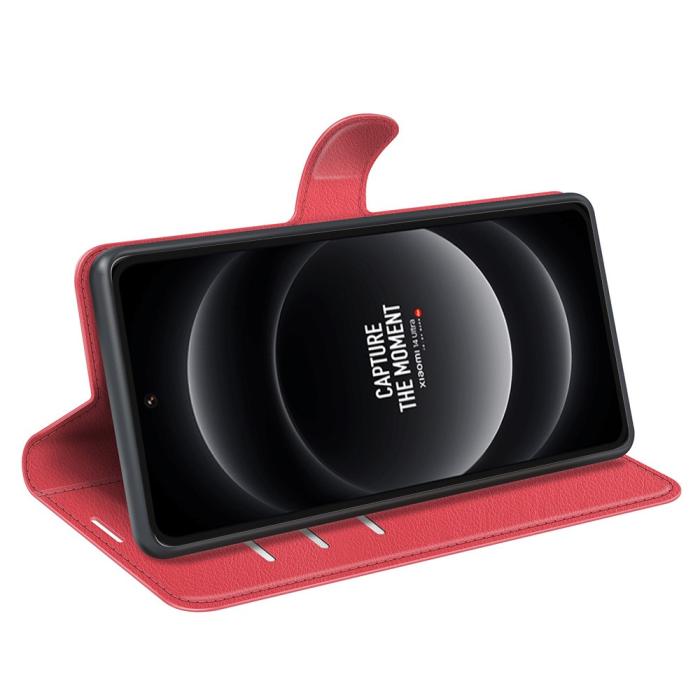 Bild 3,  Xiaomi 14 Ultra Fodral Litchi Läder Röd - Teknikhallen.se