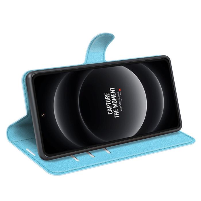 Bild 3,  Xiaomi 14 Ultra Fodral Litchi Läder Blå - Teknikhallen.se