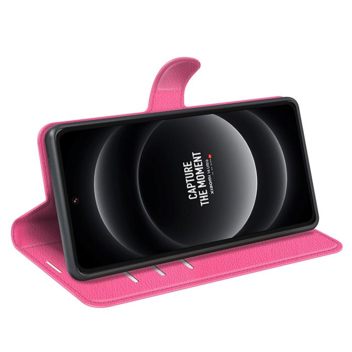 Bild 3,  Xiaomi 14 Ultra Fodral Litchi Läder Rosa - Teknikhallen.se