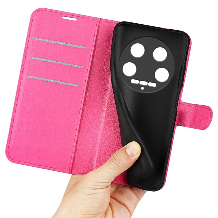 Bild 4,  Xiaomi 14 Ultra Fodral Litchi Läder Rosa - Teknikhallen.se