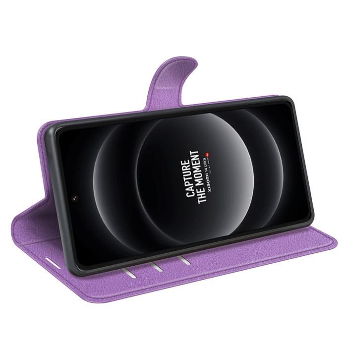 Bild 3,  Xiaomi 14 Ultra Fodral Litchi Läder Lila - Teknikhallen.se