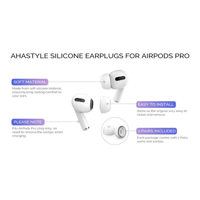 Bild 2, AHASTYLE AHASTYLE AirPods Pro 2/AirPods Pro 3-PACK Öronpluggar Vit - Teknikhallen.se