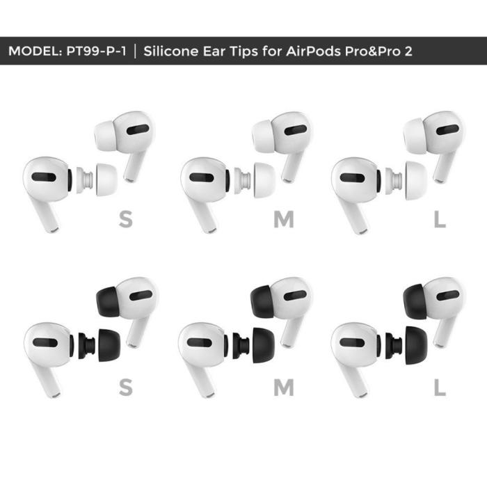 Bild 6, AHASTYLE AHASTYLE AirPods Pro 2/AirPods Pro 3-PACK Öronpluggar Vit - Teknikhallen.se