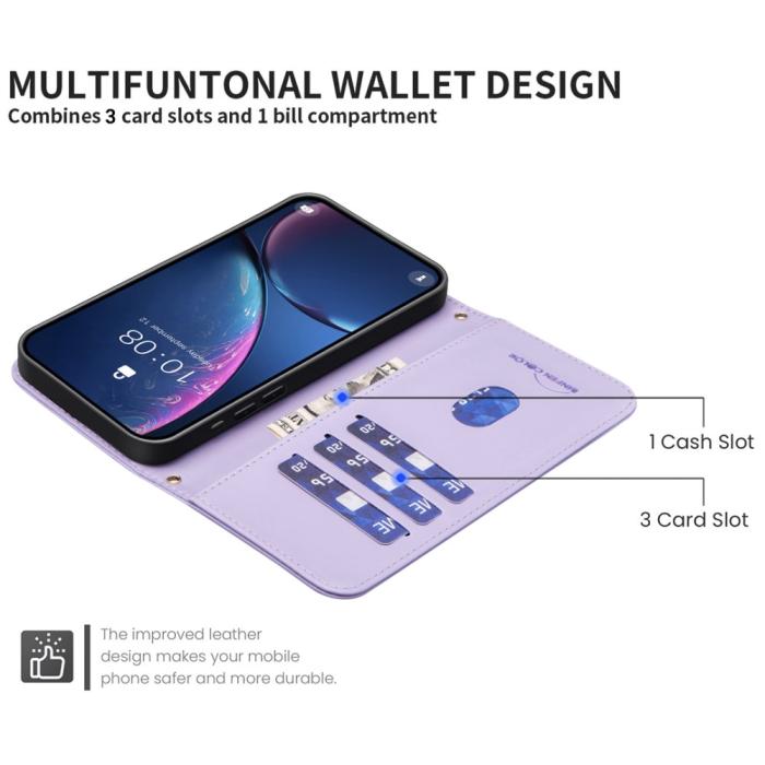Bild 4,  Samsung Galaxy S25 Ultra Fodral Läder Rutor Lila - Teknikhallen.se