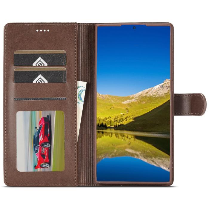 Bild 4, LC.IMEEKE LC.IMEEKE Samsung Galaxy S25 Ultra Fodral Läder Brun - Teknikhallen.se