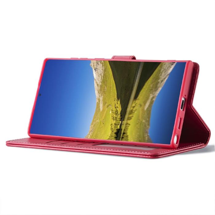 Bild 2, LC.IMEEKE LC.IMEEKE Samsung Galaxy S25 Ultra Fodral Läder Rosa/Röd - Teknikhallen.se