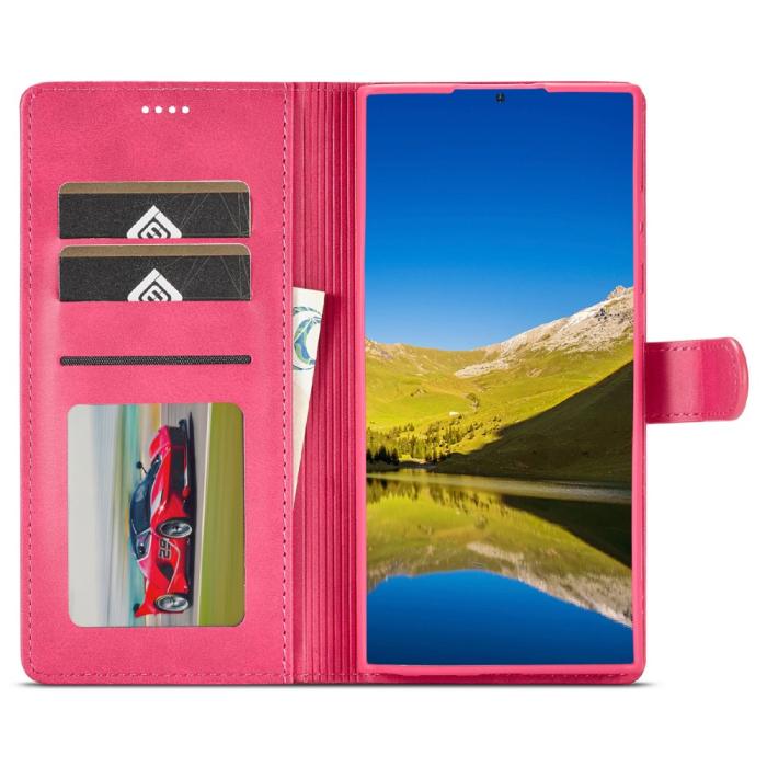 Bild 4, LC.IMEEKE LC.IMEEKE Samsung Galaxy S25 Ultra Fodral Läder Rosa/Röd - Teknikhallen.se