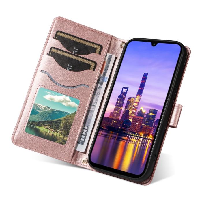 Bild 5,  Samsung Galaxy A16 / A26 5G Fodral Rhombus Läder Roséguld - Teknikhallen.se