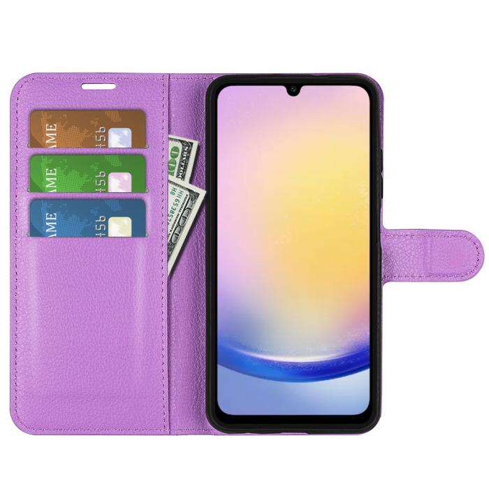 Bild 2,  Samsung Galaxy A16 / A26 5G Fodral Litchi Läder Textur Lila - Teknikhallen.se