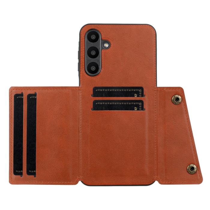 Bild 3,  Samsung Galaxy A26 5G Skal Läder Med Kortfack Och Magnet - Teknikhallen.se