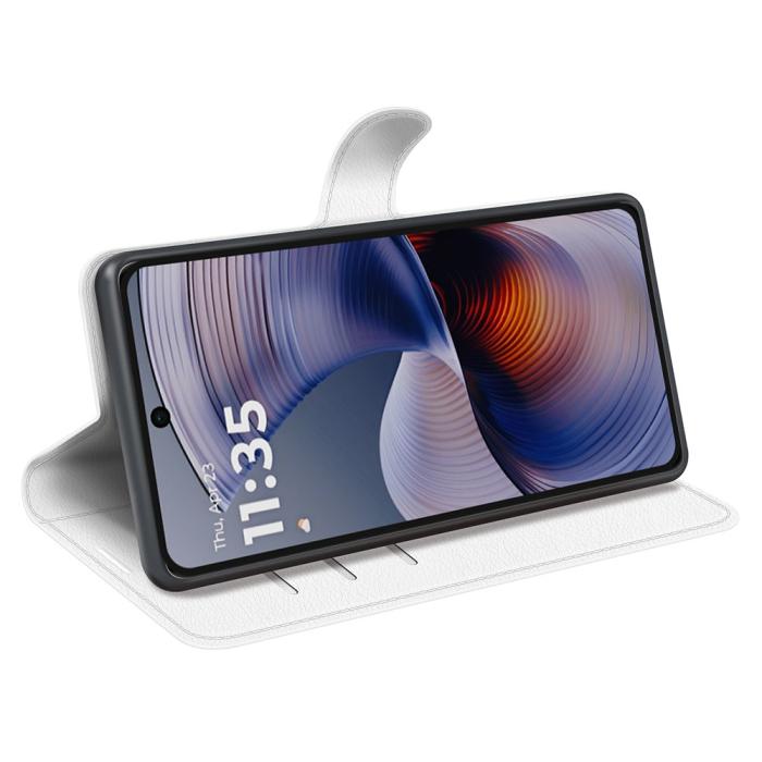 Bild 3,  Motorola Moto G55 5G Fodral Litchi Läder Vit - Teknikhallen.se