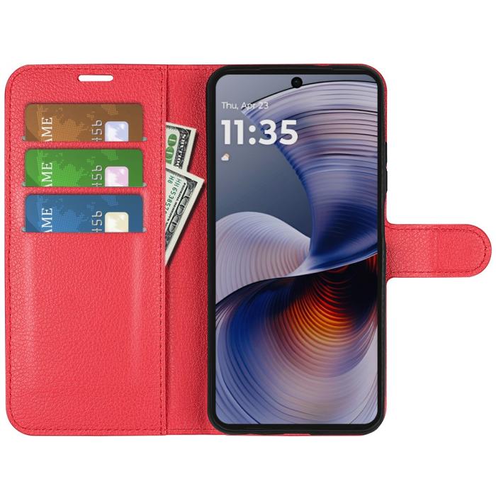 Bild 2,  Motorola Moto G55 5G Fodral Litchi Läder Röd - Teknikhallen.se