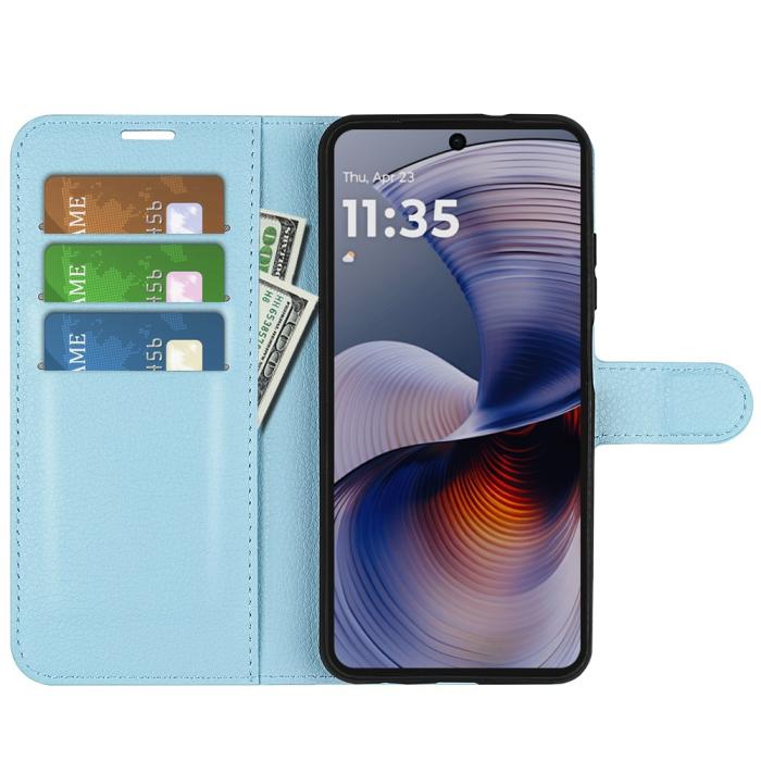 Bild 2,  Motorola Moto G55 5G Fodral Litchi Läder Blå - Teknikhallen.se