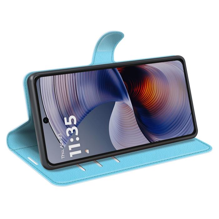 Bild 3,  Motorola Moto G55 5G Fodral Litchi Läder Blå - Teknikhallen.se
