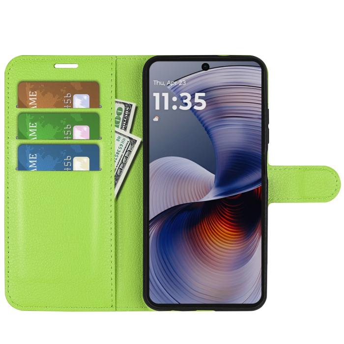 Bild 2,  Motorola Moto G55 5G Fodral Litchi Läder Grön - Teknikhallen.se