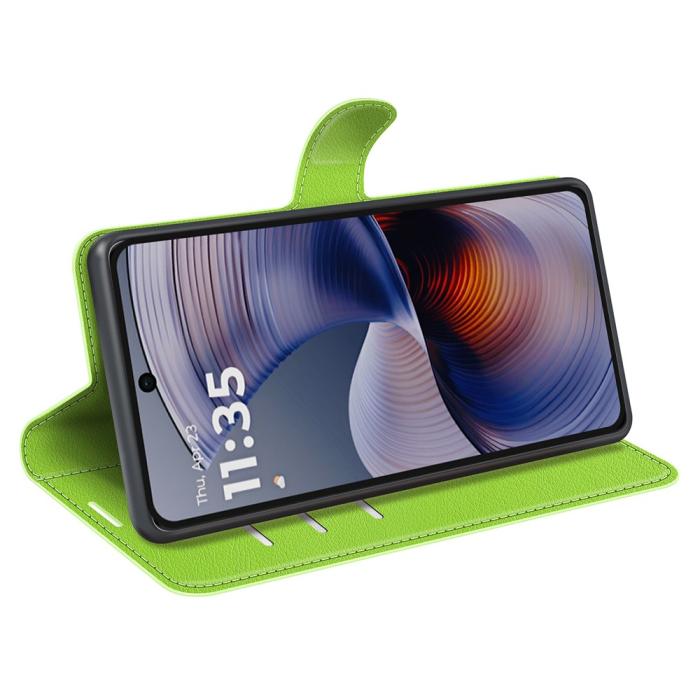 Bild 3,  Motorola Moto G55 5G Fodral Litchi Läder Grön - Teknikhallen.se