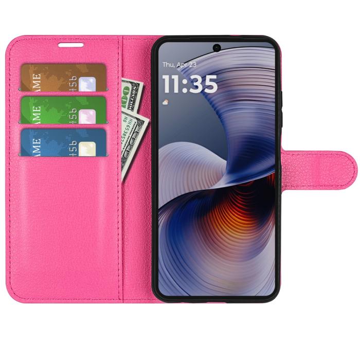 Bild 2,  Motorola Moto G55 5G Fodral Litchi Läder Rosa - Teknikhallen.se