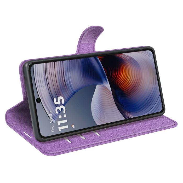 Bild 3,  Motorola Moto G55 5G Fodral Litchi Läder Lila - Teknikhallen.se