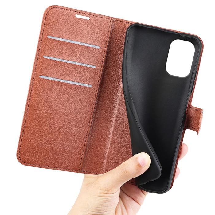 Bild 4,  Motorola Moto G55 5G Fodral Litchi Läder Brun - Teknikhallen.se