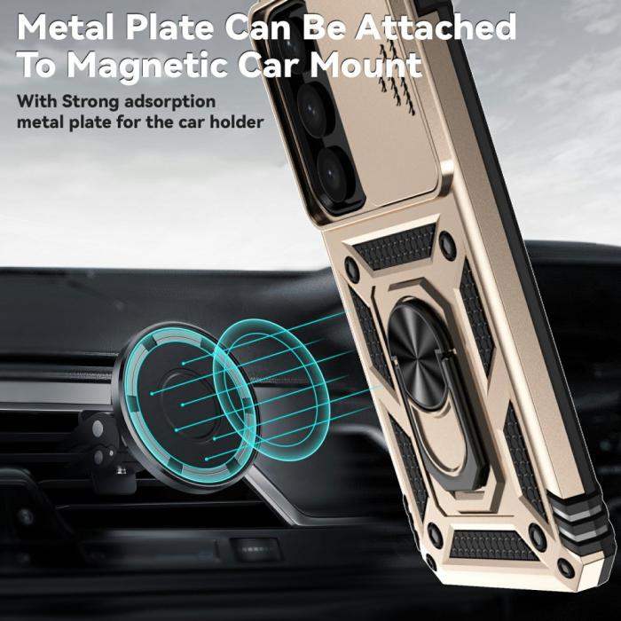 Bild 3,  Samsung Galaxy S25 Plus Skal Hybrid Ring CamShield Guld - Teknikhallen.se