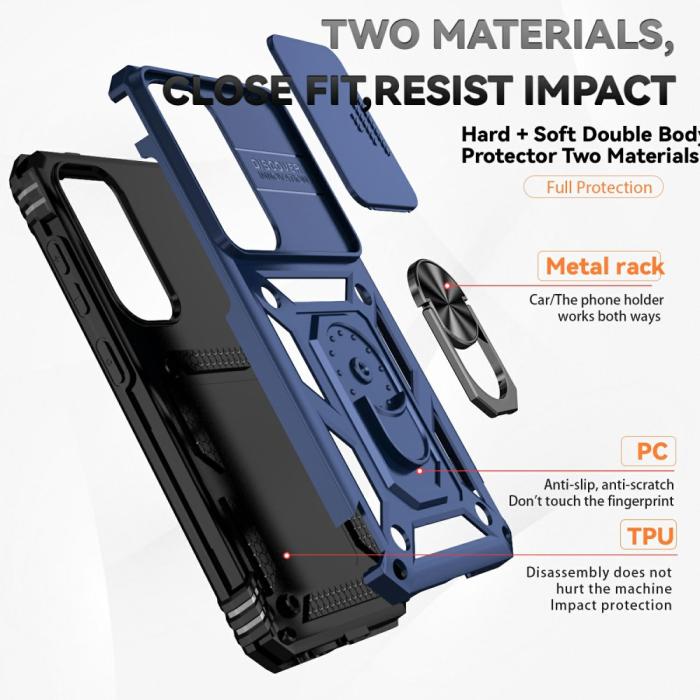 Bild 4,  Samsung Galaxy S25 Plus Skal Hybrid Ring CamShield Blå - Teknikhallen.se
