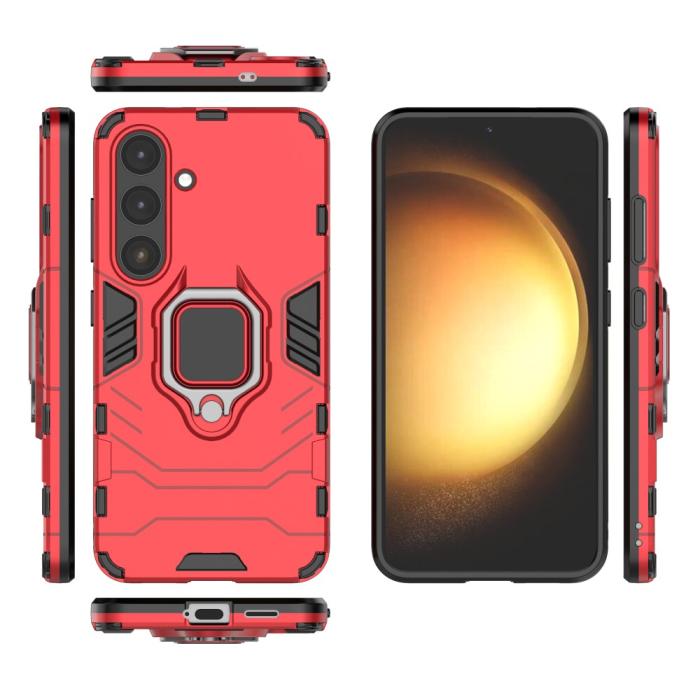 Bild 5,  Samsung Galaxy S25 Plus Skal Hybrid Armor Ring Röd - Teknikhallen.se