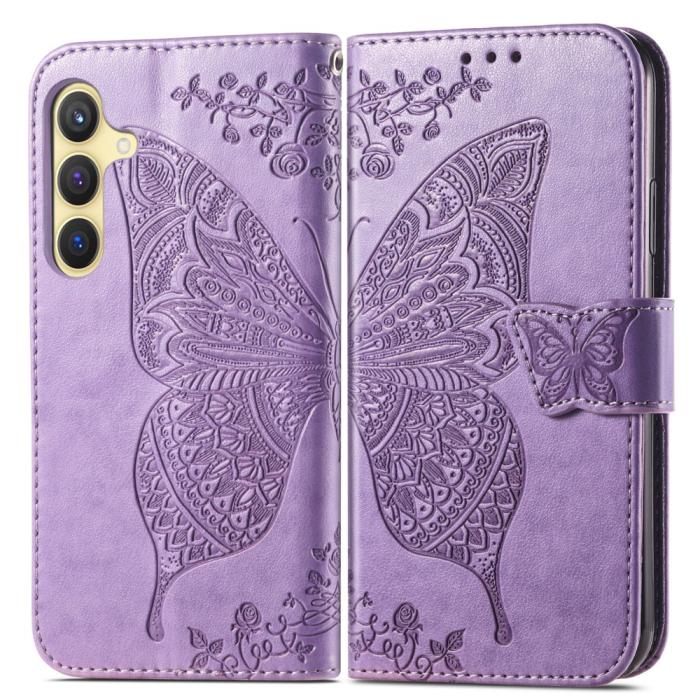 Bild 2,  Samsung Galaxy S25 Plus Fodral Med Fjäril Tryck Lila - Teknikhallen.se