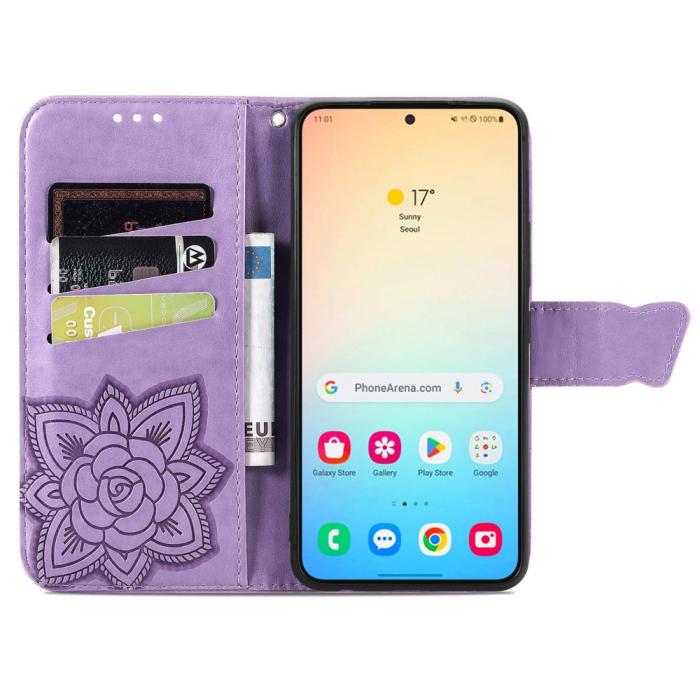 Bild 3,  Samsung Galaxy S25 Plus Fodral Med Fjäril Tryck Lila - Teknikhallen.se