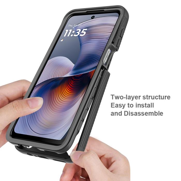Bild 2,  Motorola Moto G55 5G Skal Hybrid 360 Shockproof Svart - Teknikhallen.se